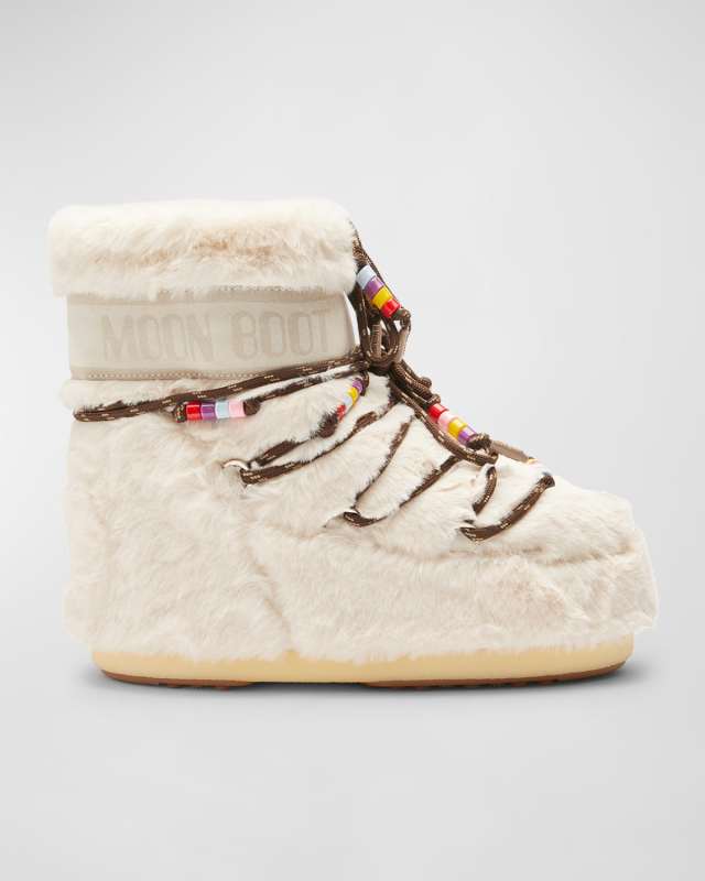 Icon Faux Fur Bead Ankle Snow Boots